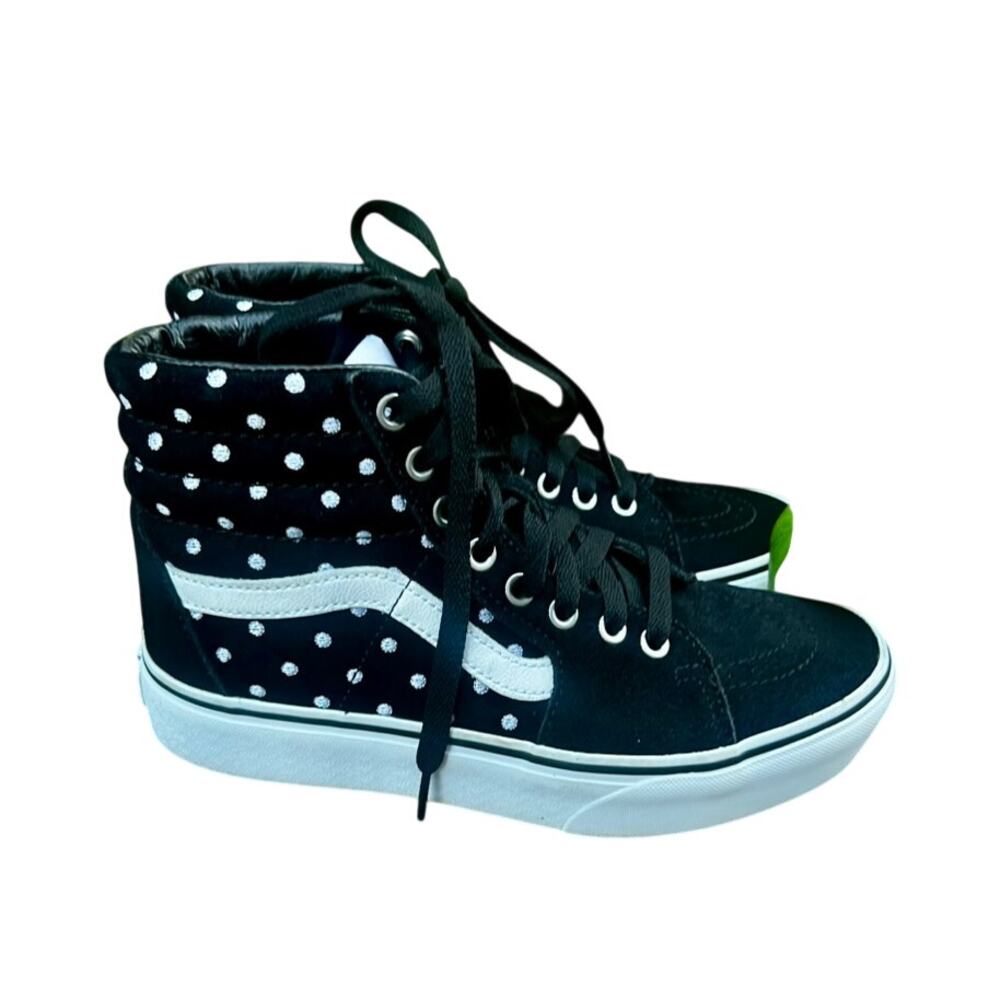 Vans Sk8-Hi Polka Dot Platform skate black sneakers womens size 7.5, mens 6